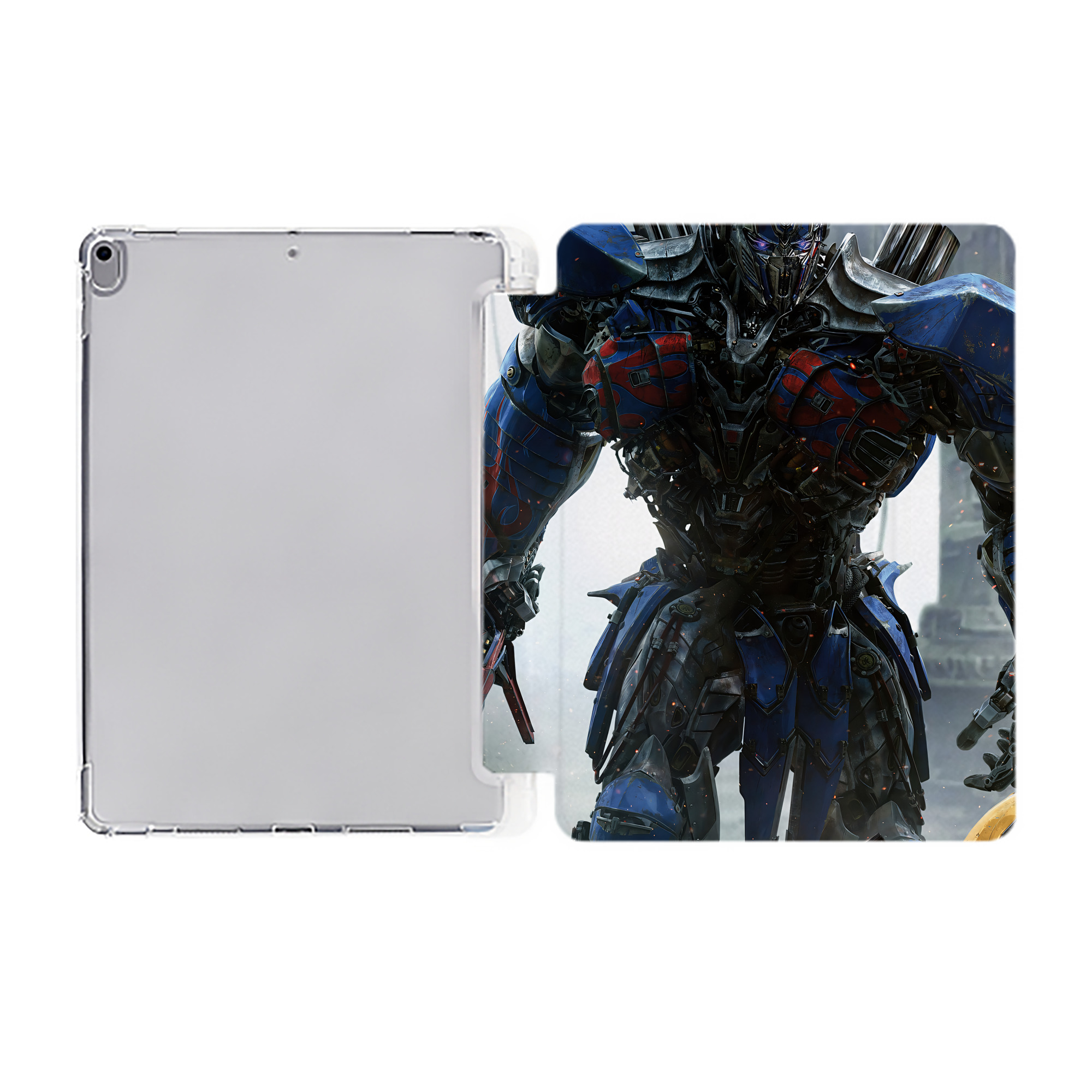 （画像用） Transformers トランスフォーマー IPad ケース ペン収納付き 三つ折りスタンド PUレザー×シリコン 対応機種9.5/10.5/10.9インチ